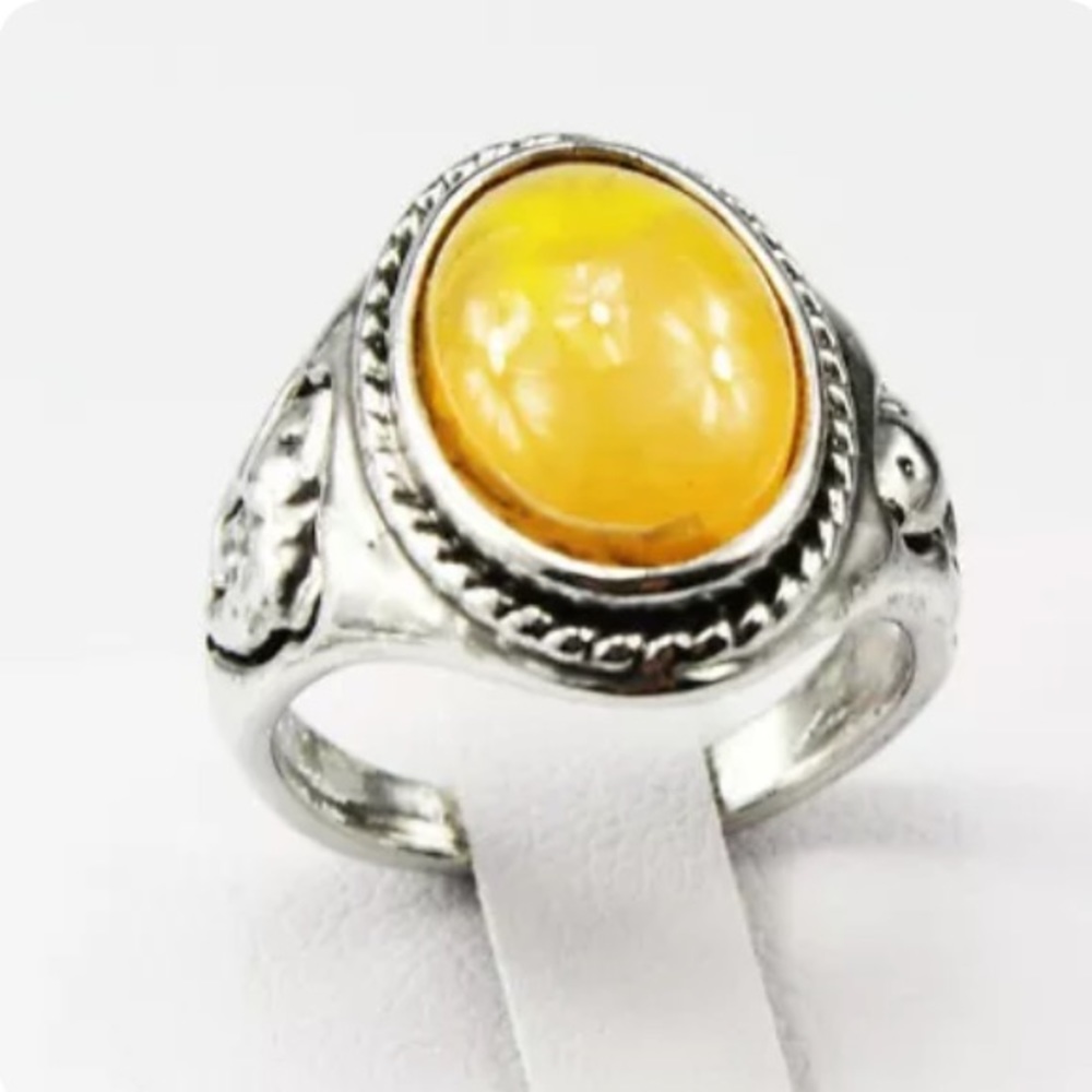 ◾️Amber Shells Gemstone Fish Ring